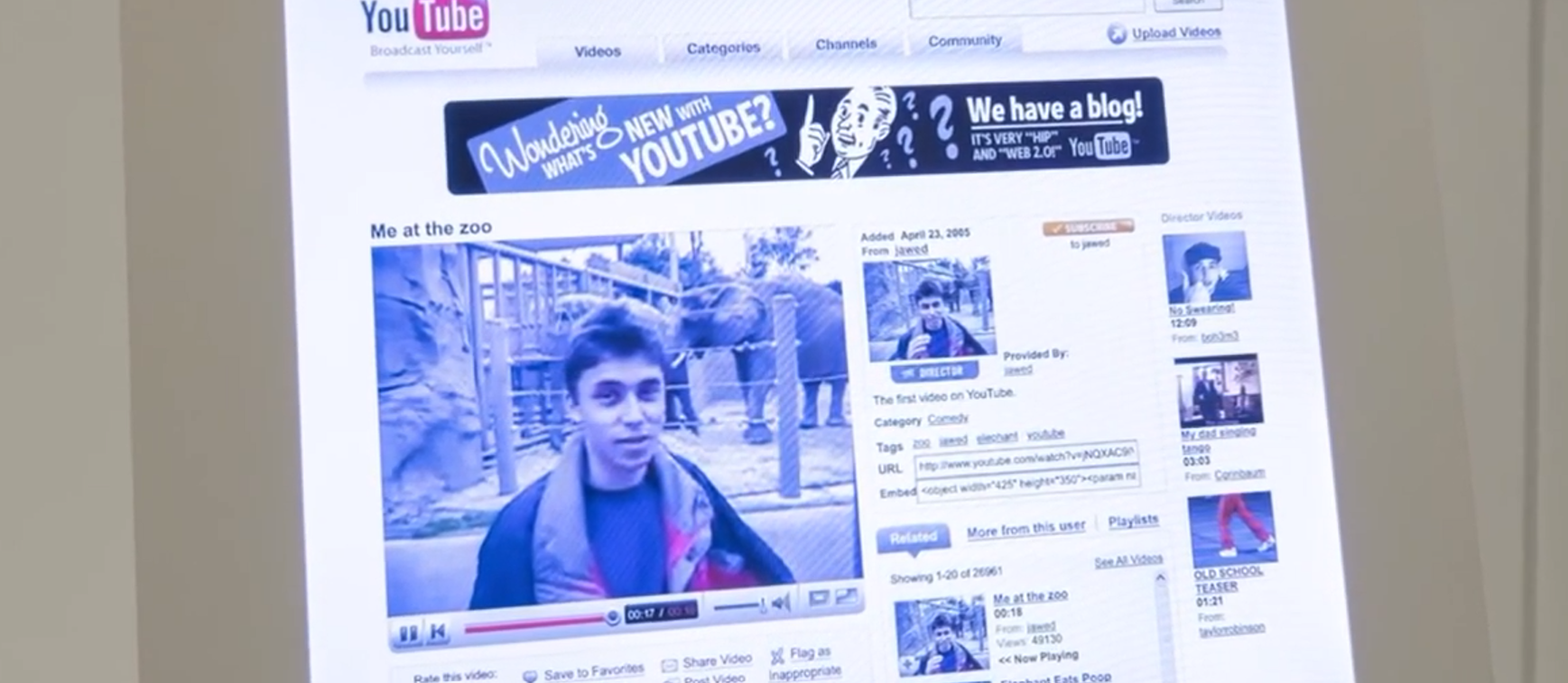 Το ιστορικό πρώτο βίντεο του YouTube βρήκε θέση σε μουσείο (VIDEO)